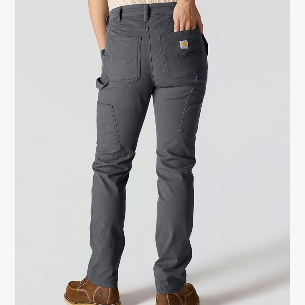 Carhartt Womens The Essential Canvas Pant Dark Gray - Picture 2 of 9